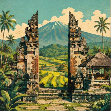 Indonesia vintage travel postcard