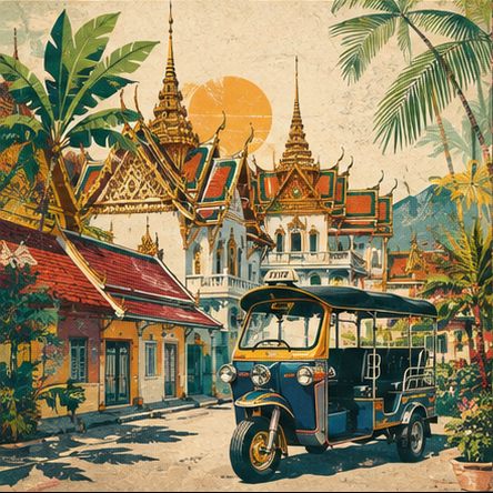 Thailand vintage travel postcard